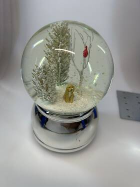 Meijer December Home 719283017901 Musical Water Globe Inch We Wish You A Merry Christmas Dog W Cardinal