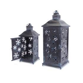30997056 Melrose 2 Distressed Versatile Snowflake Or Glass Christmas Candle Lanterns