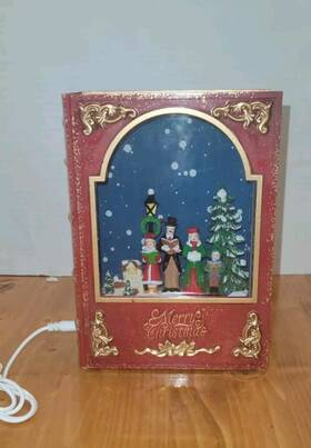 691097 Melrose Holiday Decor Cracker Barrel Led Christmas Storybook Glitter Globe Book Carolers