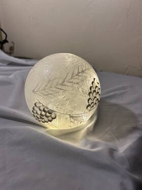 76926 Melrose Led Frosted Gold Pinecone Orb Globe Christmas Classic White Light Glow