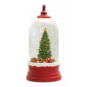 80782 Melrose Led Snow Globe Bell Jar With Christmas Tree Scene 10.5 Inch H