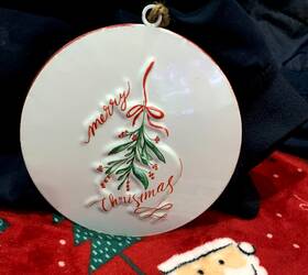 94251ds Melrose Rare Double Sided Merry Christmas Metal Disc Enameled Holly Berry Ornament 6.5 Inch
