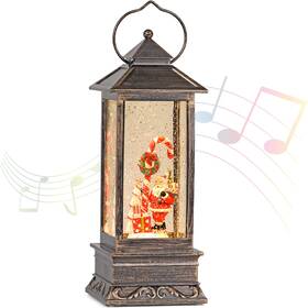 Melunar 677892607671 Christmas Musical Snow Globe Lantern 12 Inch Spinning Glittering Wit