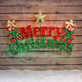 67-257 Members Mark Pre-lit 76inch Merry Christmas Sign