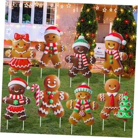 Memorywuu-ssfw-0766 Memorywuu 8 Pcs Christmas Gingerbread Man Yard Signs With Stakes Outdoor 3d