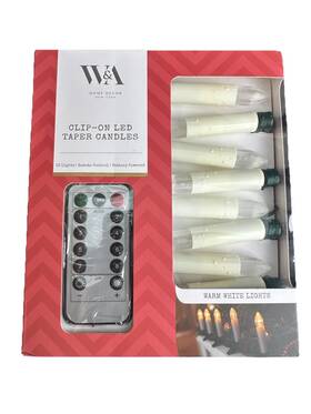 Merkury Innovations Llc 194383085591 W&a Clip-on Led Taper Candles 16 White Christmas Lights String With Remote Nib