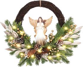 Merri Glow 653998773571 Christmas Wreath With Lights 24 Inch Prelit Wreaths For Front Door An