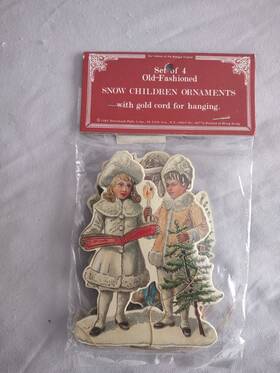 R1061-1 Merrimack 4 Different Snow Children Hanging Christmas Ornaments- New #5