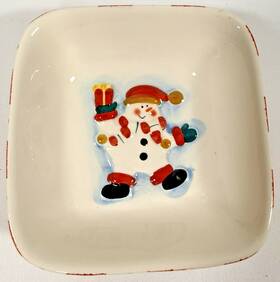 Merry Bright 050428094990 Christmas Candy Dish Atico International Collection 3d Snowman 5in