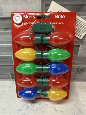 Merry Brite 050428297476 Christmas Light Bulb Necklace Or Decoration 1.5 Volt Battery New