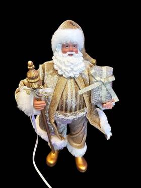 Merry Brite 050428410981 Santa Claus Christmas Figure By Bright Gold With A Present 11 Inch Tall