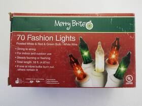 Merry Brite 050428457276 70 Fashion Christmas Lights Frosted White Red And Green Bulb Cvs 2012