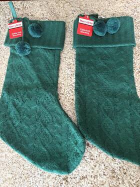 Merry Brite 050428542262 Cable Knit Christmas Stocking 21 Inch Green New