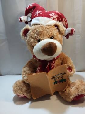 Merry Brite 050428577943 Animated Bear Plush Sings I Just Canftt Wait Till Christmas Battery