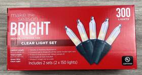 Merry Brite 195602038374 300 Christmas Lights Make The Season Bright Clear 62 Feet Outdoor Indoor