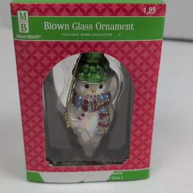 274932 Merry Brite Snowman Blown Glass Christmas Ornament Holiday Home Collection New