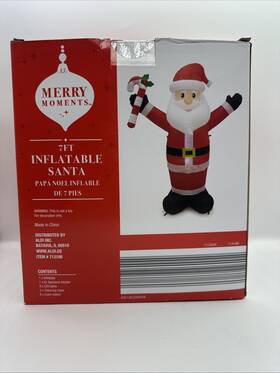 Merry Moments 061462260049 Inflatable Christmas Santa 7 Ft Light Up Led Holiday Decor New