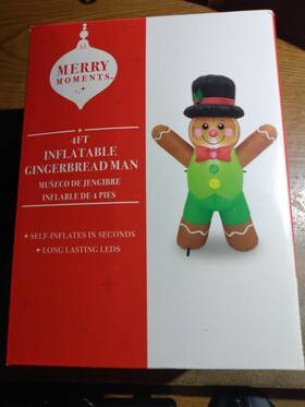 710175 Merry Moments Christmas Gingerbread Man Inflatable 4 Foot Tall