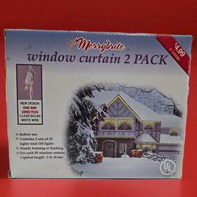 Merrybrite 050428011249 2 Pack Window Curtain Lights 3 Ft Wide 50 Each Steady Or Flash Christmas