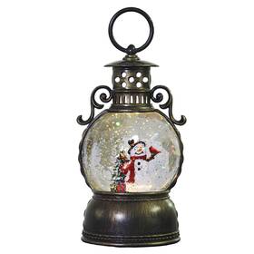 D010 Merrypulse Christmas Snow Globes With 8 Music Sparkling And Bronze Lantern Design Ho