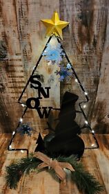512-24103 Metal Snowman Wreath Light Up Christmas Holiday Door Porch Wall Decor