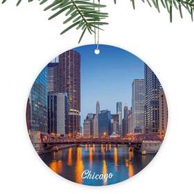 Mevra 341492344232 Chicago Christmas Ornament Illinois Funny Holiday Keepsake Xmas Tree Hanging