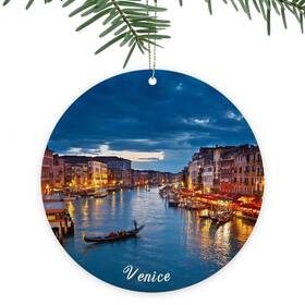 Mevra 341492344560 Italy Christmas Ornament Night Venice Funny Holiday Keepsake Xmas Tree Hang Inch