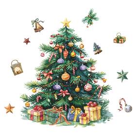 Us-dj20240928-01 Meyrolizn Merry Christmas Tree Wall Decal Window Clings Decals Peel And