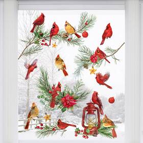 Mfault 747976872209 Winter Cardinal Window Clings 9 Sheets Christmas Red Birds Glass Stickers De