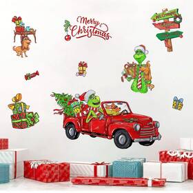 Dls-us-mfa-068-fba Mfault 2025 New Year Merry Christmas Funny G Ri N Ch Wall Decals Stickers Xm