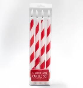 Mfr 810655207729 Studio Flickering Candy Cane Striped Flameless Led Tapered Christmas Candles