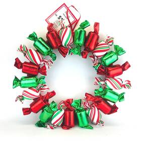 Michaels 191518696301 Large Door Christmas Wreath 18 Inch Candy Cane Wrapper Sweet Red Green Nos