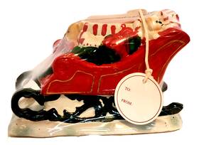 Michaels 805585187876 Set Of 2 Ceramic Christmas Sleigh Candles Holiday Spice Scented 6 Inch