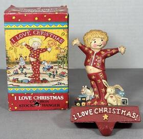 02368-6 Midwest Mary Engelbreit Cast Iron I Love Christmas Stocking Hanger Holder 3.5x5.5 With Box
