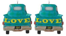 111009 Midwest Cbk Farmer Love Pickup Truck Christmas Holiday Ornaments Set Of 2