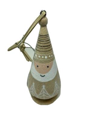 124978 Midwest-cbk Christmas Ornament Brown Santa Cone Cracks In Wood Nwt