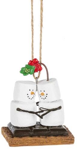 Midwest-cbk 729715787852 Ganz Sftmores Kissing Under Mistletoe Resin Christmas Tree Marshmallow Ornamen