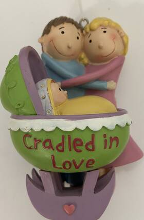 772607 Midwest-cbk Cradled In Love Mom And Dad With Baby Christmas Ornament