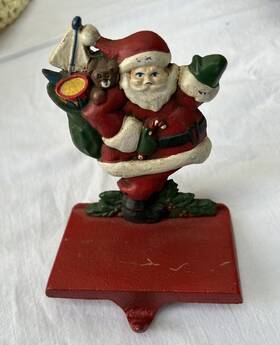 M6185 Midwest Importer Of Cannon Falls Santa Claus Bag Toys Christmas Stocking Holder Cast Iron