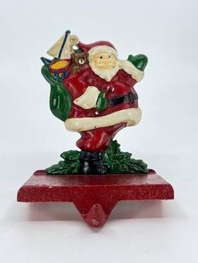 Midwest Importers 042738293651 Cast Iron Christmas Stocking Holder Santa Carrying Bag Of Presents Medium Vintag