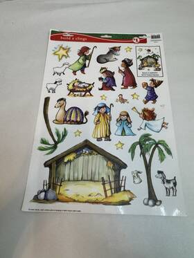 Midwood 727223119011 Nativity Scene Window Clings Christmas Sunday School Build Decor