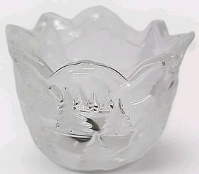 Mikasa 020911338375 Christmas Story Crystal Candle Holder Scalloped Edges Winter Scenery