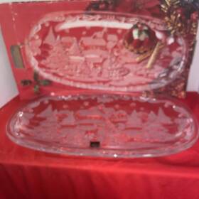 Mikasa 020911585458 Christmas Carol Canape Cookie Glass Platter Sa 839/349 15.5 Inch X9.5 Germany