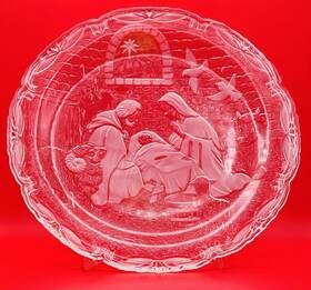 Mikasa 020911821655 Christmas Nativity Scene 15.5 Inch Clear Frosted Glass Serving Platter W Box