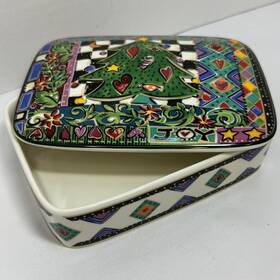 Ut102 Mikasa 020911931682 Ceramic Festive Theme Jenny Faw Ut102/684 Christmas Tree Joy Trinket Box