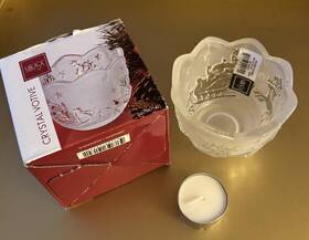 Mikasa 641265191791 Crystal Frosted Christmas Santa Tea Light Votive Candle Holder 3 Inch New