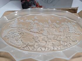 Mikasa 641265262446 Silent Night Christmas Serving Plate Frosted Oval Glass 17 Inch X 12 With Box