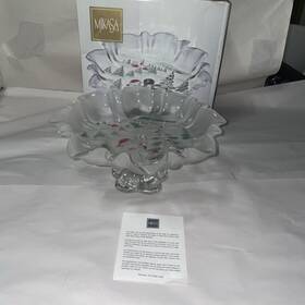 Da610 Mikasa Da610/527 Christmas Holiday Landscape Crystal Footed Bonbon 9.5 Inch Sa 610/527 Dish
