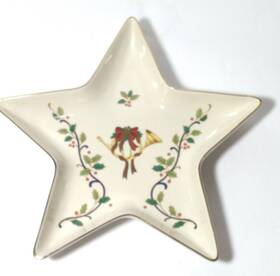 Fk026 Mikasa Christmas Star Shape Candy Dish Holiday Bloom 9 Inch Porcelain Table Decor