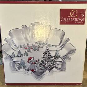 Sa844 Mikasa Sa844/220 Celebrations Glass Christmas Centerpiece Bowl Red Green White